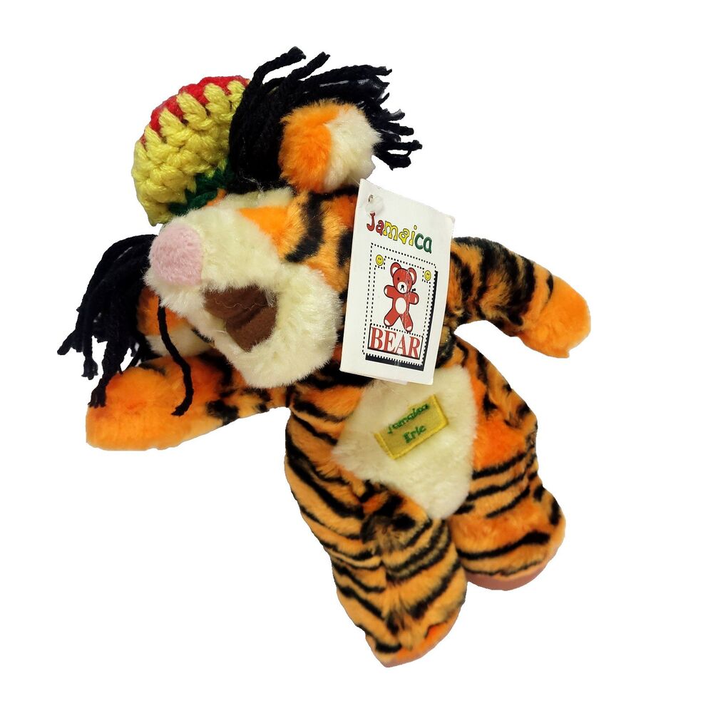 Rastafarian Jamaica Tigger Plush Pooh Bear 10" Braided Plush vtg souvenir